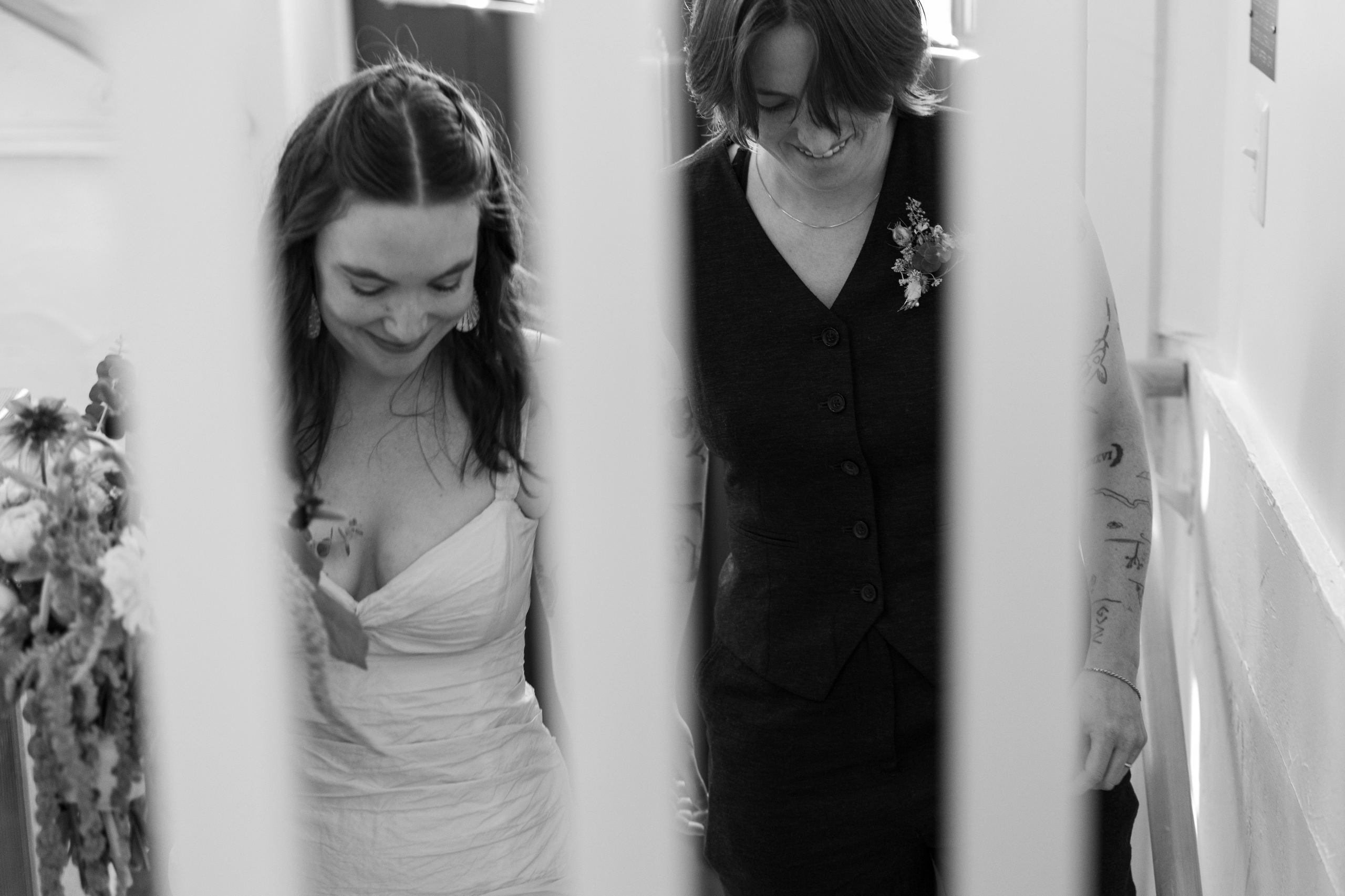 Newlyweds leaving ceremony.